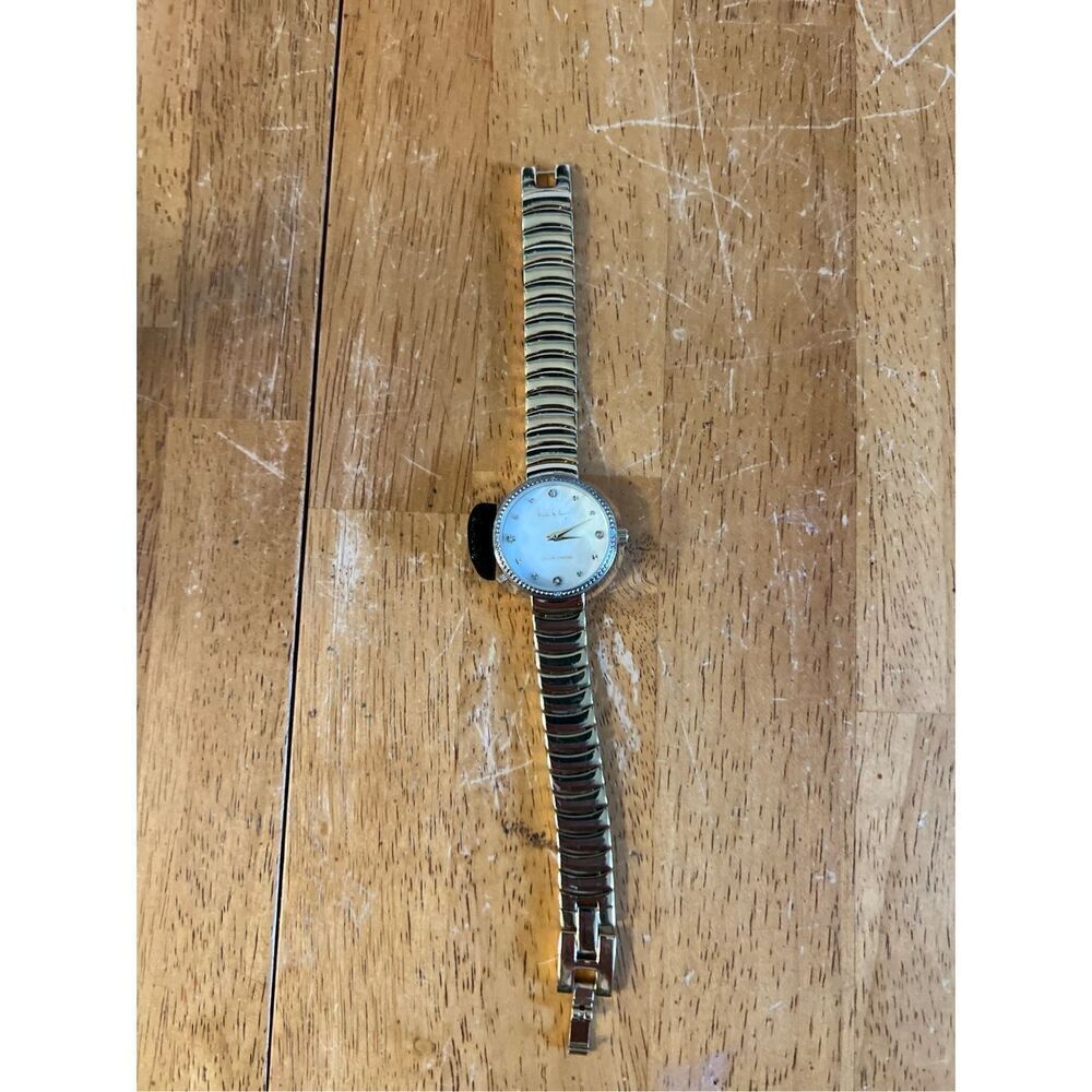 Nicole Miller Gold Tone Watch Diamond Trim New